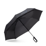 3-section folding umbrella with pongee and ergonomic handle Ø117 black colour image with logo
