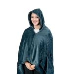 Soft 3-in-1 fleece blanket with front pocket 220 g/m² blue colour fifth view