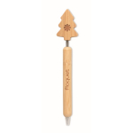 Bamboo pen with Christmas tree design and blue ink wood colour main view
