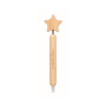 Bamboo pen with star design and blue ink wood colour view with print area
