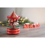 Mini wooden music box with rotating Christmas carousel mixed colour ambient view
