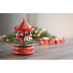 Mini wooden music box with rotating Christmas carousel mixed colour main ambient view