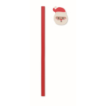 Poplar wood pencil with Christmas motifs and eraser red colour third view