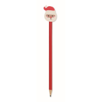 Poplar wood pencil with Christmas motifs and eraser red colour fourth view