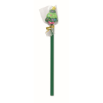 Poplar wood pencil with Christmas motifs and eraser green colour second view
