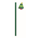 Poplar wood pencil with Christmas motifs and eraser green colour third view