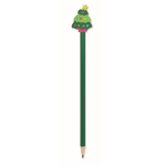 Poplar wood pencil with Christmas motifs and eraser green colour fourth view