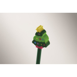 Poplar wood pencil with Christmas motifs and eraser green colour fifth photographic view