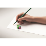 Poplar wood pencil with Christmas motifs and eraser green colour sixth photographic view