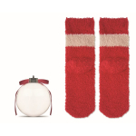 Polyester Christmas socks in bauble for Christmas tree size M red colour fourth view