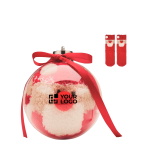 Polyester Christmas socks in bauble for Christmas tree size M red colour view with print area