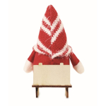 Wooden Christmas decoration: gnome on sleigh filled with cotton red colour fourth view