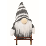 Wooden Christmas decoration: gnome on sleigh filled with cotton grey colour third view