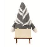 Wooden Christmas decoration: gnome on sleigh filled with cotton grey colour fourth view