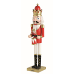 Decorative wooden nutcracker character with stable base red colour main view