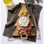 Acacia wood Christmas tree serving board wood colour main ambient view