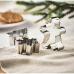 Set of 3 stainless steel cookie cutters in Christmas shapes beige colour ambient view