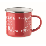Christmas-style enamelled metal mug in individual box 300 ml red colour second view