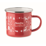 Christmas-style enamelled metal mug in individual box 300 ml red colour second main view