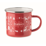 Christmas-style enamelled metal mug in individual box 300 ml red colour second main view