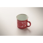 Christmas-style enamelled metal mug in individual box 300 ml red colour third photographic view