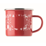 Christmas-style enamelled metal mug in individual box 300 ml red colour fourth view