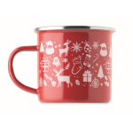 Christmas-style enamelled metal mug in individual box 300 ml red colour fifth view