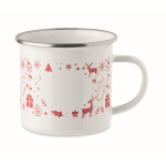 Christmas-style enamelled metal mug in individual box 300 ml white colour second view