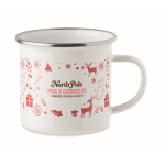 Christmas-style enamelled metal mug in individual box 300 ml white colour second main view