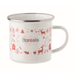Christmas-style enamelled metal mug in individual box 300 ml white colour second main view