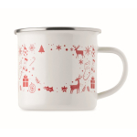 Christmas-style enamelled metal mug in individual box 300 ml white colour fourth view