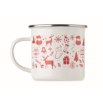 Christmas-style enamelled metal mug in individual box 300 ml white colour fifth view