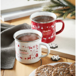 Christmas-style enamelled metal mug in individual box 300 ml white colour second main ambient view