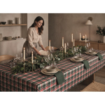 Checked cotton tablecloth with 4 included napkins 200 g/m² mixed colour second ambient view