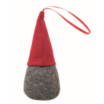 Cotton-filled gnome decoration with hanging ribbon red colour second view