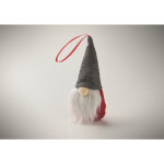Cotton-filled gnome decoration with hanging ribbon red colour third photographic view