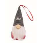 Cotton-filled gnome decoration with hanging ribbon grey colour second main view