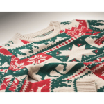 Christmas knitted jumper 100% acrylic, one size S-M beige colour sixth photographic view