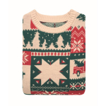 Christmas knitted jumper in 100% acrylic, one size L-XL beige colour fourth view