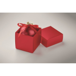 Christmas bauble to hang with ribbon, presented in a gift box red colour second photographic view
