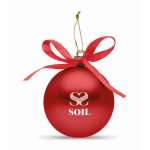 Christmas bauble to hang with ribbon, presented in a gift box red colour third main view
