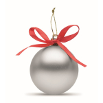 Christmas bauble to hang with ribbon, presented in a gift box silver colour third view