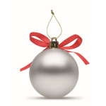 Christmas bauble to hang with ribbon, presented in a gift box silver colour fourth view