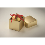 Christmas bauble to hang with ribbon, presented in a gift box gold colour second photographic view