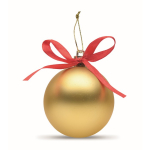 Christmas bauble to hang with ribbon, presented in a gift box gold colour third view