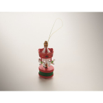 Wooden carousel decoration to hang on a Christmas tree red colour second photographic view