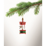 Wooden carousel decoration to hang on a Christmas tree red colour third photographic view