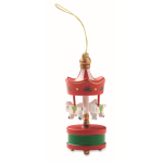 Wooden carousel decoration to hang on a Christmas tree red colour fifth view