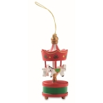 Wooden carousel decoration to hang on a Christmas tree red colour sixth view