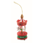 Wooden carousel decoration to hang on a Christmas tree red colour main view